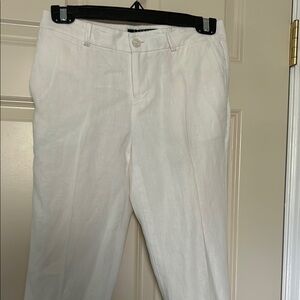 Lauren Ralph Lauren Women's White Straight Leg Linen Pants